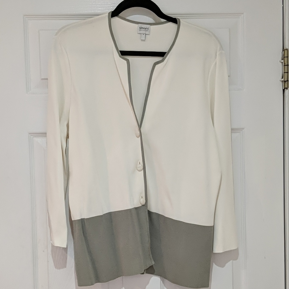 Authentic Armani Two-Tone Button Down Cardigan - image 1